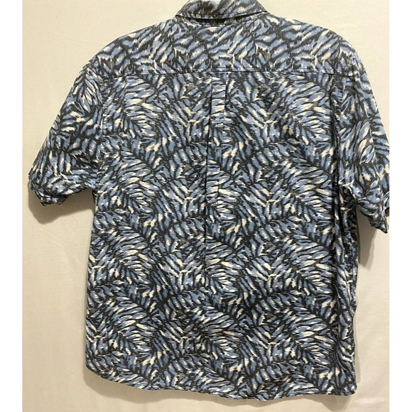 Dockers Hawiian Tropical Shirt L Men Blue White Floral Button Front Short Sleeve - Picture 7 of 9